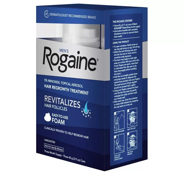 Rogaine Foam 5% Minoxidil Hair Regrowth Treatment Extra Strength, 3 Month Supply, Sealed Box, Expiry +01/2028