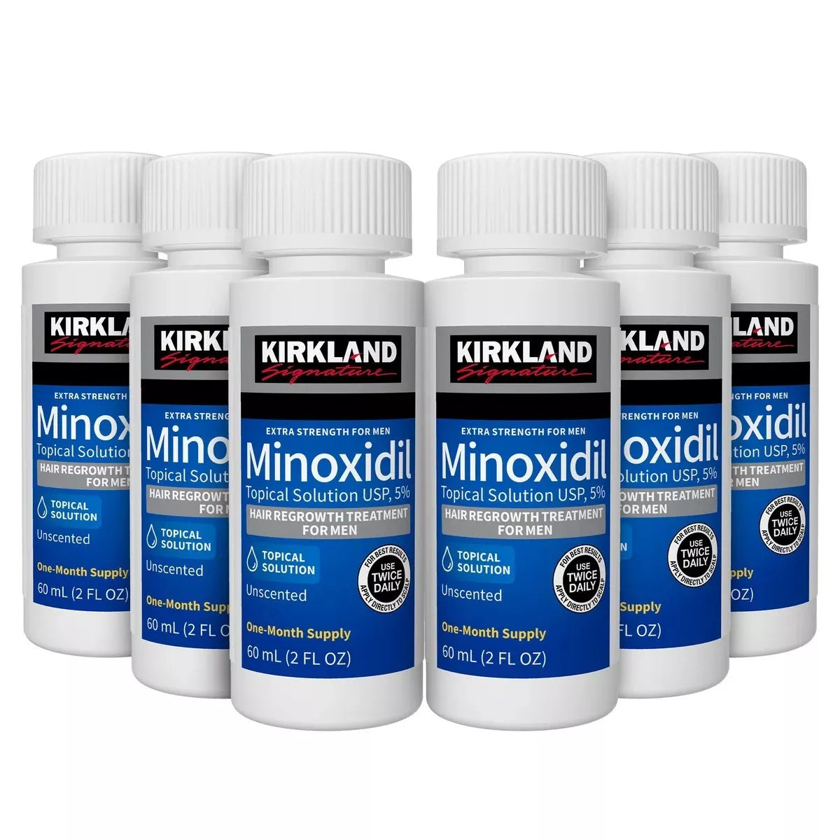 Kirkland Liquid 5% Minoxidil Hair Regrowth Treatment Extra Strength (Rogaine Equivalent), 6 Month Supply, Sealed Box, Expiry +04/2028