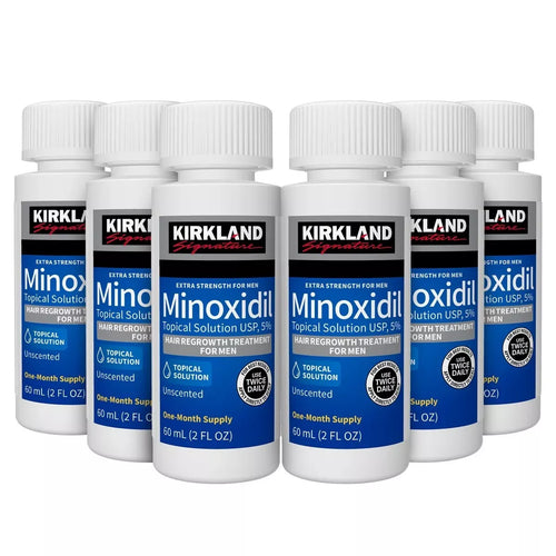 Kirkland Liquid 5% Minoxidil Hair Regrowth Treatment Extra Strength (Rogaine Equivalent), 6 Month Supply, Sealed Box, Expiry +04/2028